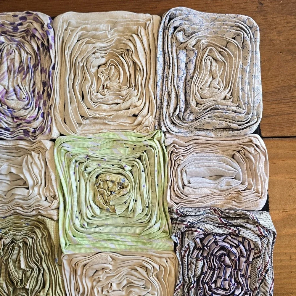 Vintage‎ Dreamweavers Handmade Silk Tie Pillow Cover with Hand-Rolled Roses
